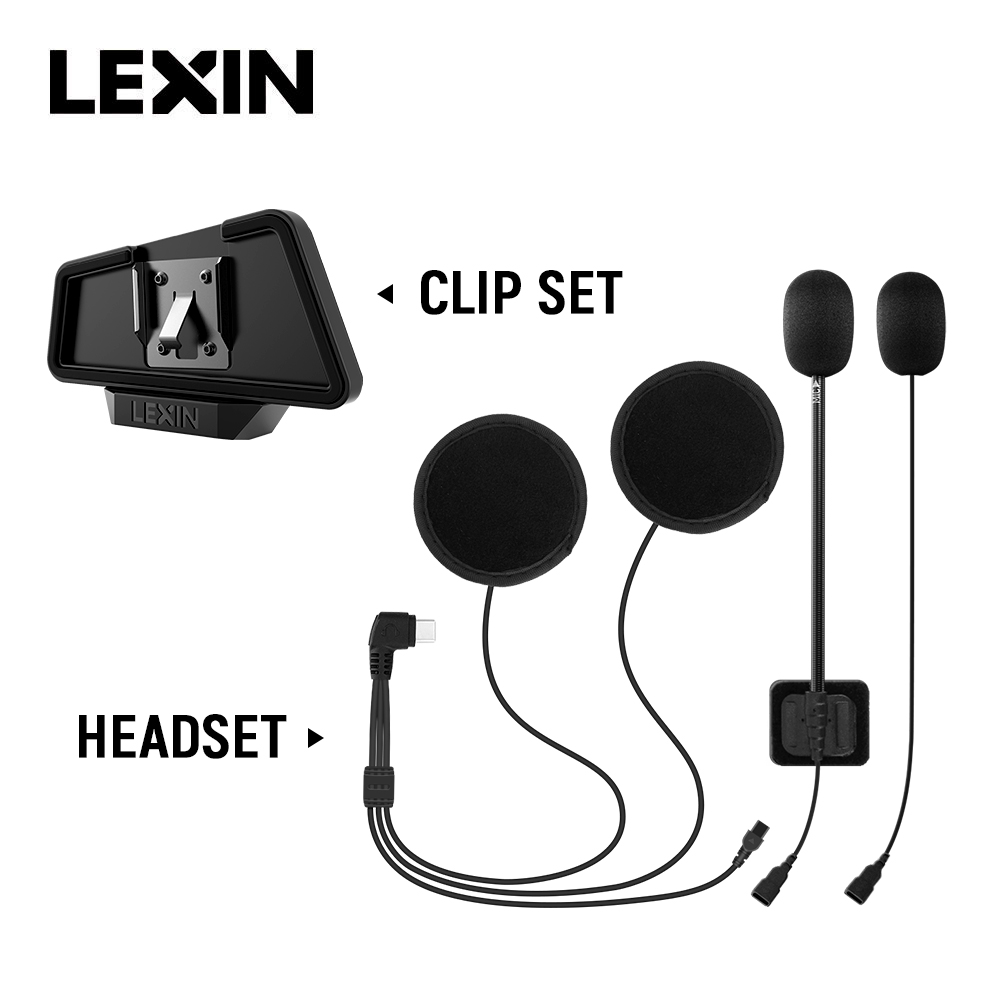 Full Face Motorcycle Helmet With Bluetooth - LEXIN LX-B4FM-X インターコムヘッドセット&クリップセット フルヘルメット/ハーフヘルメット用 高品質で大音量 Bluetoothヘッドフォンジャックプラグ付き