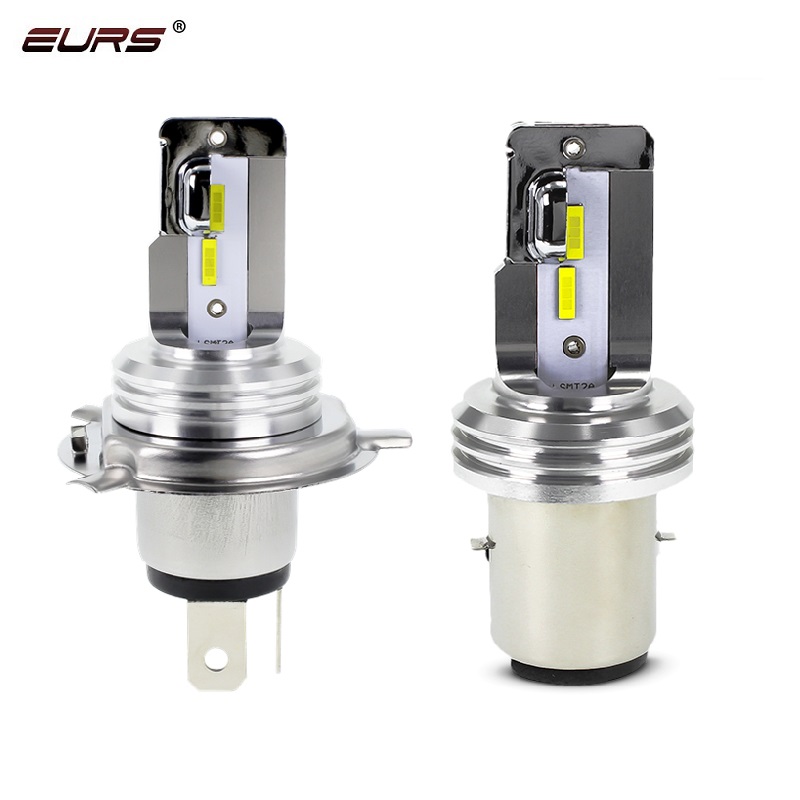 Universal Motorcycle Led Headlight Projector - ファンレスLEDモーターサイクルヘッドライト,ハイビームおよびロービームライト,非極性,ユーロ,h4,ba20d,h4,9003,ac,dc,12-24v
