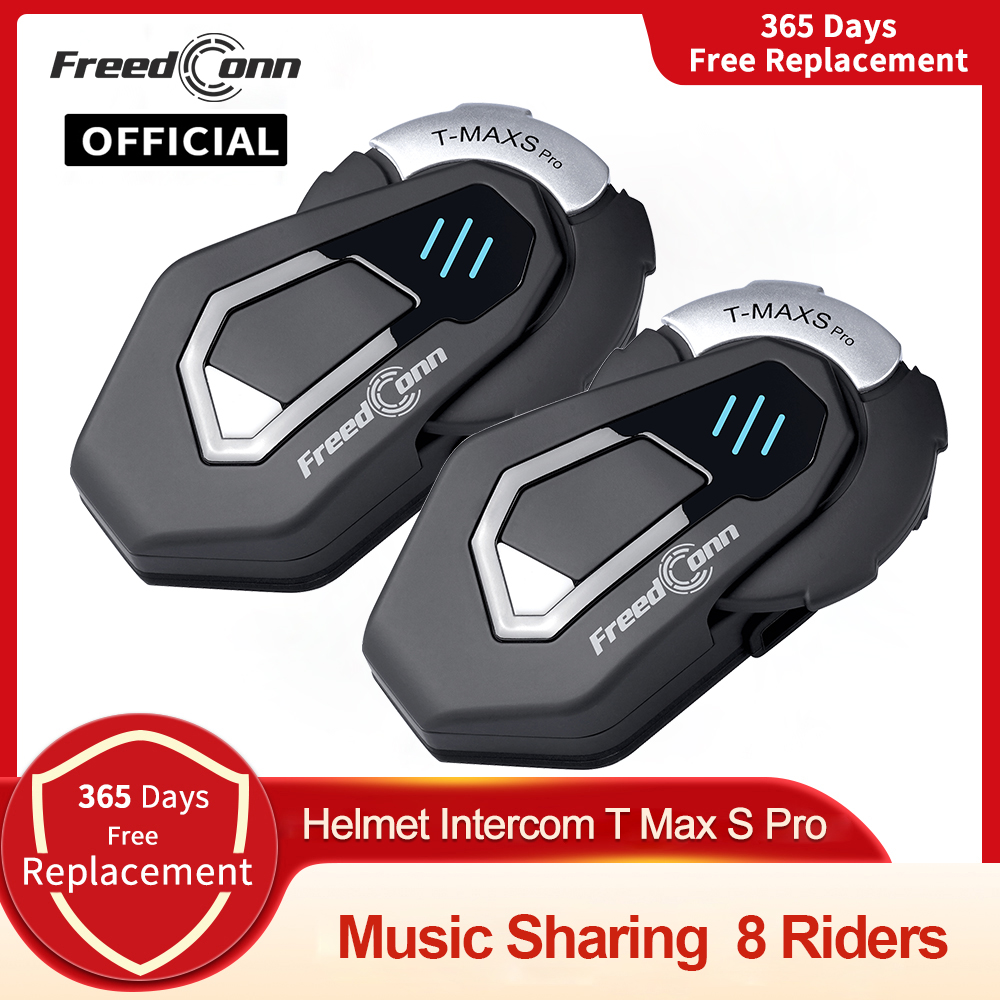 Universal Motorcycle Helmet Intercom Headset - Freedconn-オートバイ用BluetoothヘッドセットRedmimax,ヘルメット用通信デバイス,音楽,防水,8人のライダー,ヘッドフォン,1000m