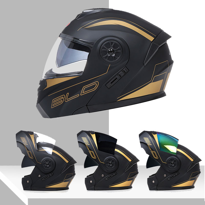 デュアルレンズヘルメット モジュラーファッション フリップオ - Dual Visor Motorcycle Racing Helmet のレビューと価格