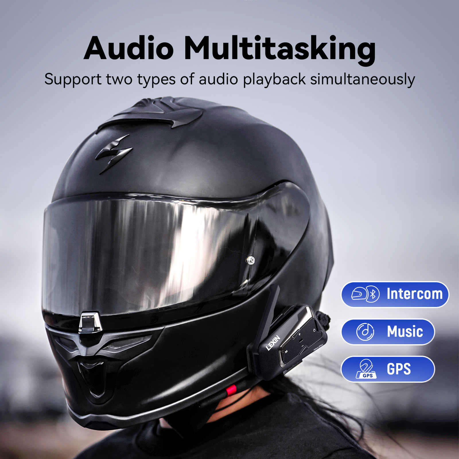 Lexin-meshcom Bluetoothヘッドセット, - Universal Motorcycle Helmet Intercom Headset のレビューと価格