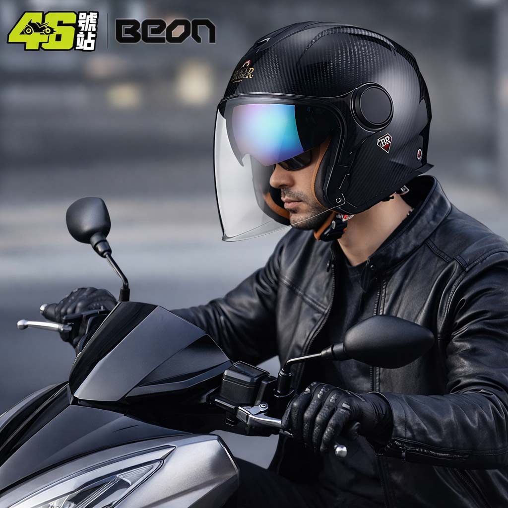 BEON BR23 カーボンファイバー 3/4 オープンフェ - Carbon Fiber Lightweight Motorcycle Helmet のレビューと価格
