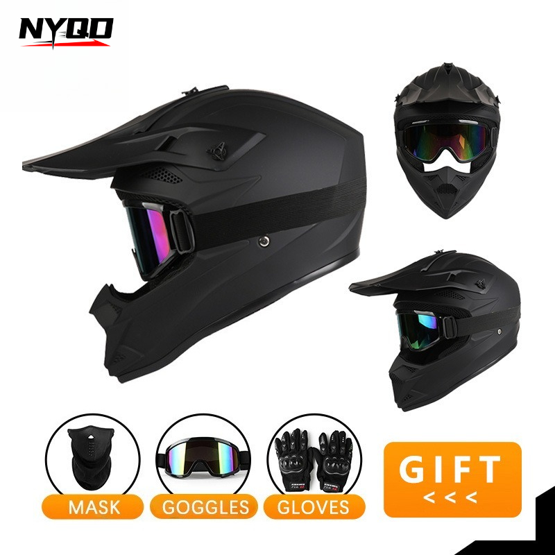4シーズン対応、通気性に優れたフルフェイス型モトクロスヘルメ - Off Road Motocross Helmet Goggles Set のレビューと価格